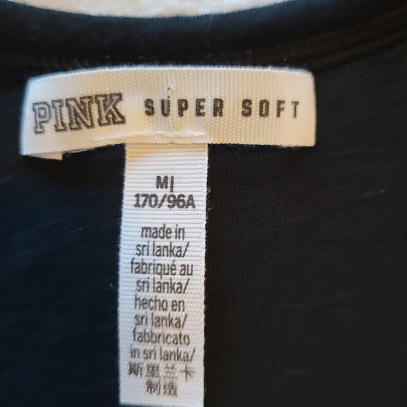 PINK BY VICTORIA SECRET BLACK SUPER SOFT TSHIRT SIZE MEDIUM - Picture 5 of 6